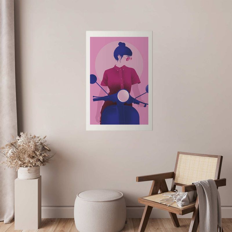 Plakat Artgeist Kobieta na skuterze 21x30 cm bez ramy 1 szt