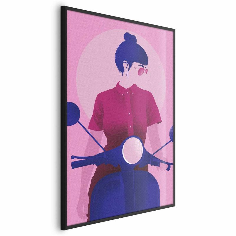 Plakat Artgeist Kobieta na skuterze 60x90 cm z ramą czarną 1 szt