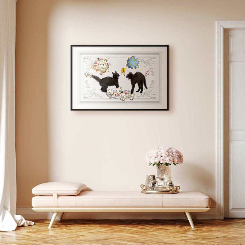 Plakat Artgeist Kocia kłótnia 30x21 cm z ramą czarną 1 szt