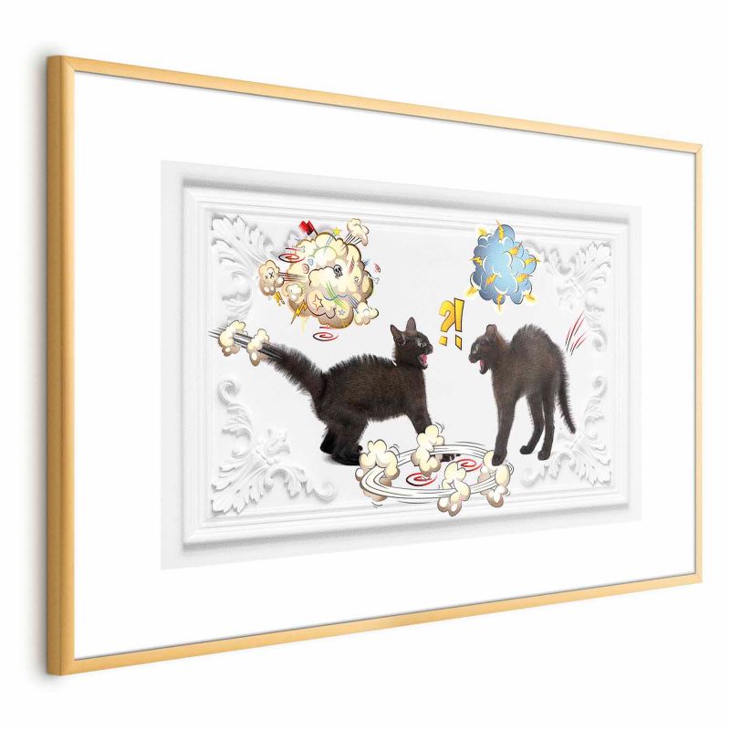 Plakat Artgeist Kocia kłótnia 42x29,7 cm z ramą złotą 1 szt