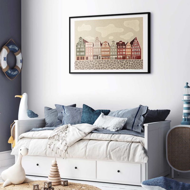 Plakat Artgeist Kolorowe Fasady 60x40 cm z ramą czarną 1 szt
