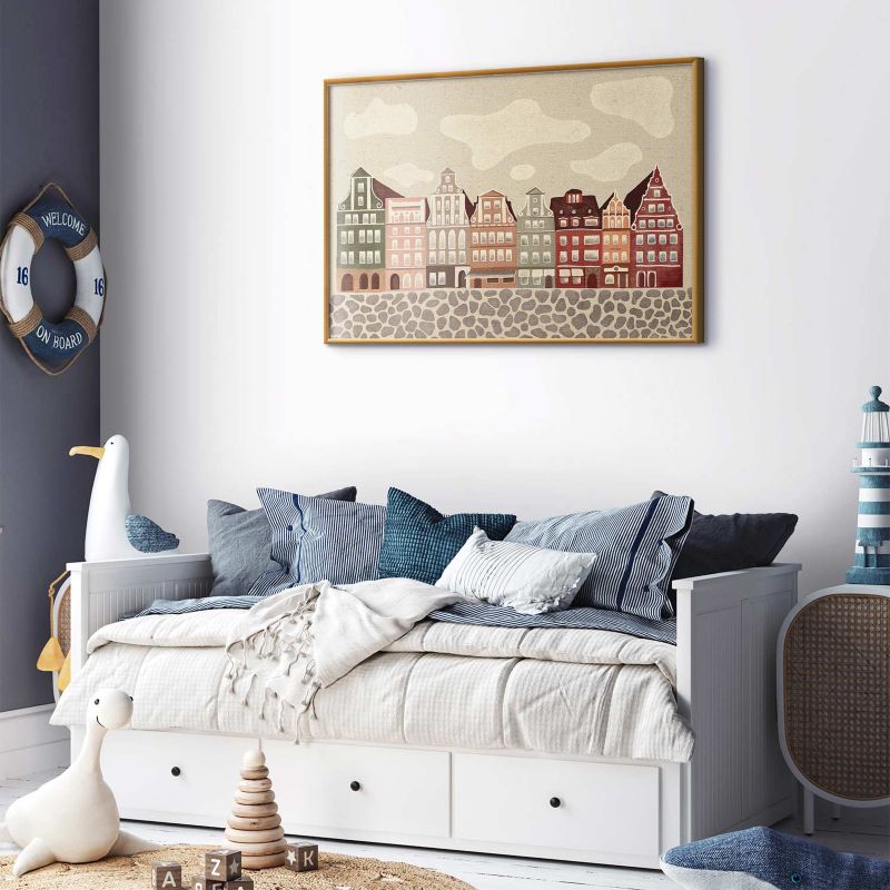 Plakat Artgeist Kolorowe Fasady 60x40 cm z ramą złotą 1 szt