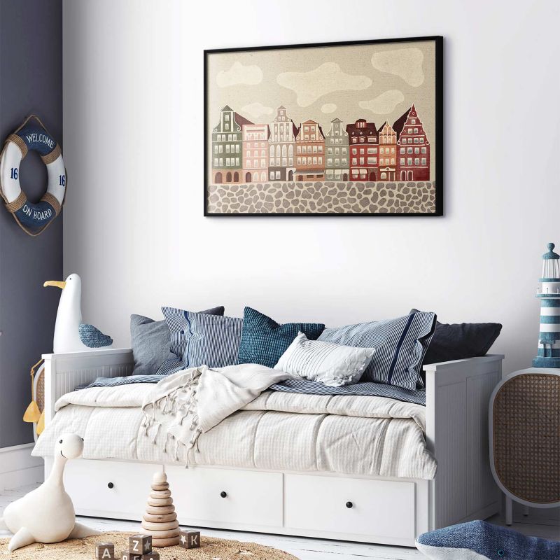 Plakat Artgeist Kolorowe Fasady 90x60 cm z ramą czarną 1 szt