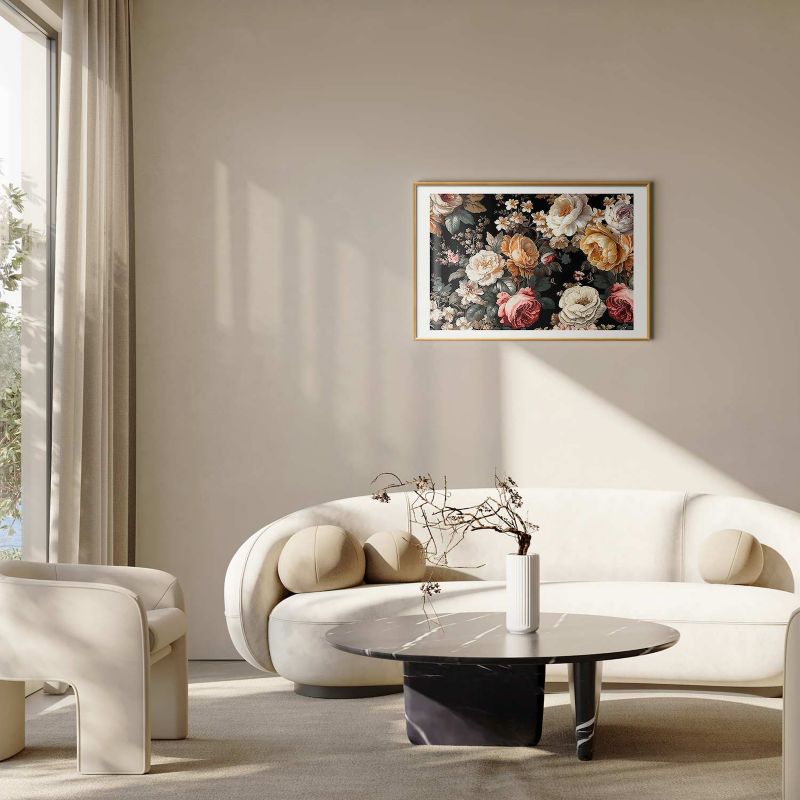 Plakat Artgeist Kolorowe kwiaty 42x29,7 cm z ramą złotą 1 szt