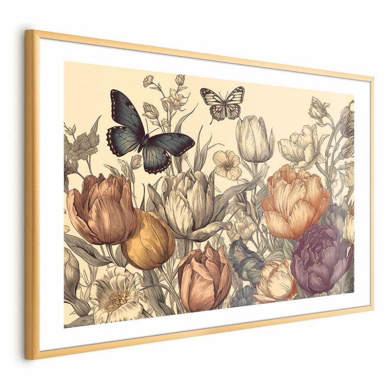 Plakat Artgeist Kolorowe tulipany 30x21 cm z ramą złotą 1 szt