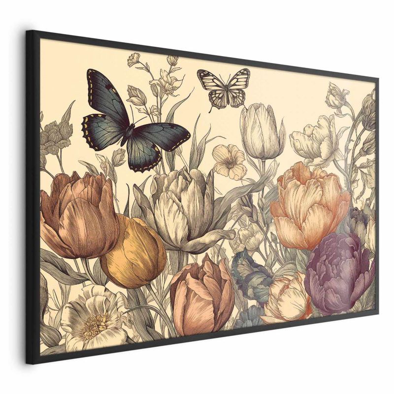 Plakat Artgeist Kolorowe tulipany 90x60 cm z ramą czarną 1 szt