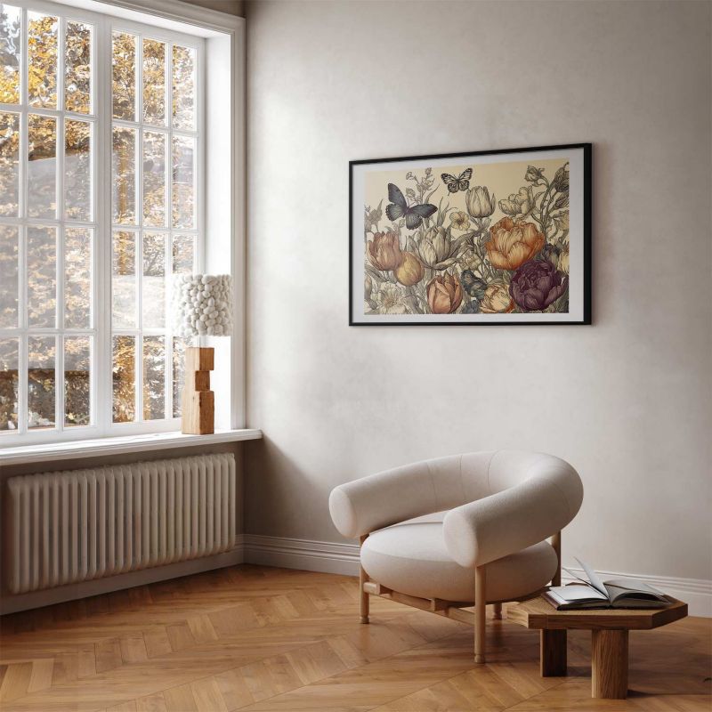 Plakat Artgeist Kolorowe tulipany 90x60 cm z ramą czarną 1 szt