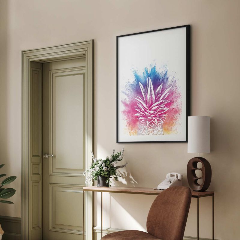 Plakat Artgeist Kolorowy ananas 29,7x42 cm z ramą czarną 1 szt