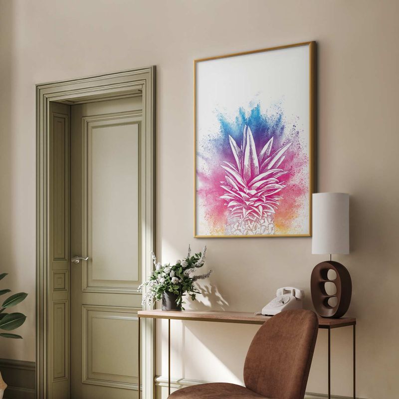 Plakat Artgeist Kolorowy ananas 29,7x42 cm z ramą złotą 1 szt