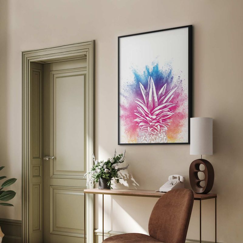 Plakat Artgeist Kolorowy ananas 40x60 cm z ramą czarną 1 szt