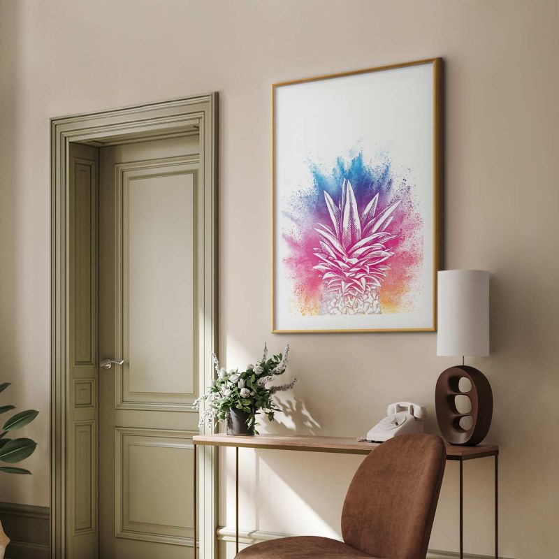 Plakat Artgeist Kolorowy ananas 40x60 cm z ramą złotą 1 szt