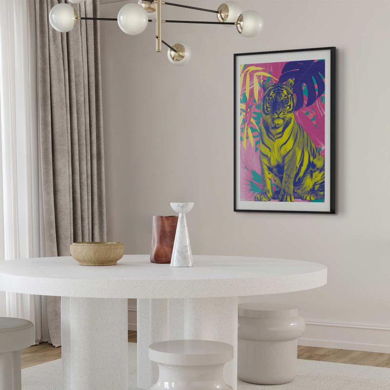 Plakat Artgeist Kolorowy tygrys 40x60 cm z ramą czarną 1 szt