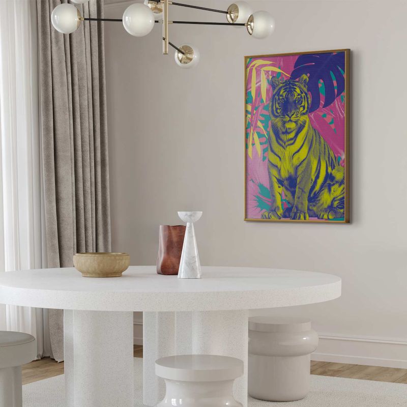 Plakat Artgeist Kolorowy tygrys 40x60 cm z ramą złotą 1 szt
