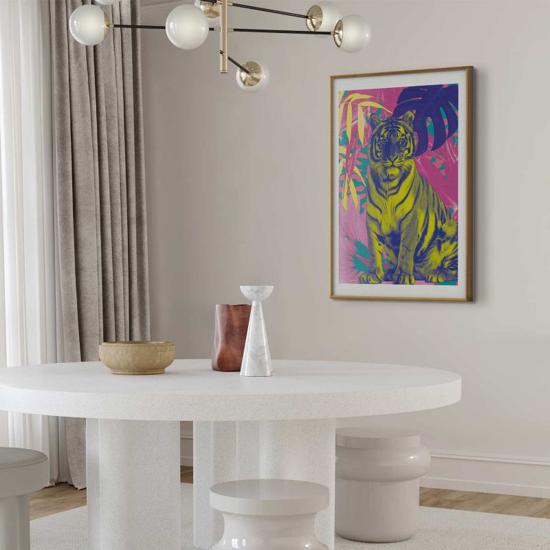 Plakat Artgeist Kolorowy tygrys 40x60 cm z ramą złotą 1 szt