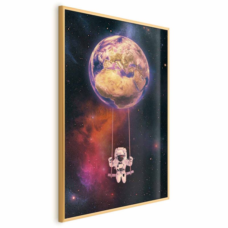 Plakat Artgeist Kosmiczna huśtawka 21x30 cm z ramą złotą 1 szt