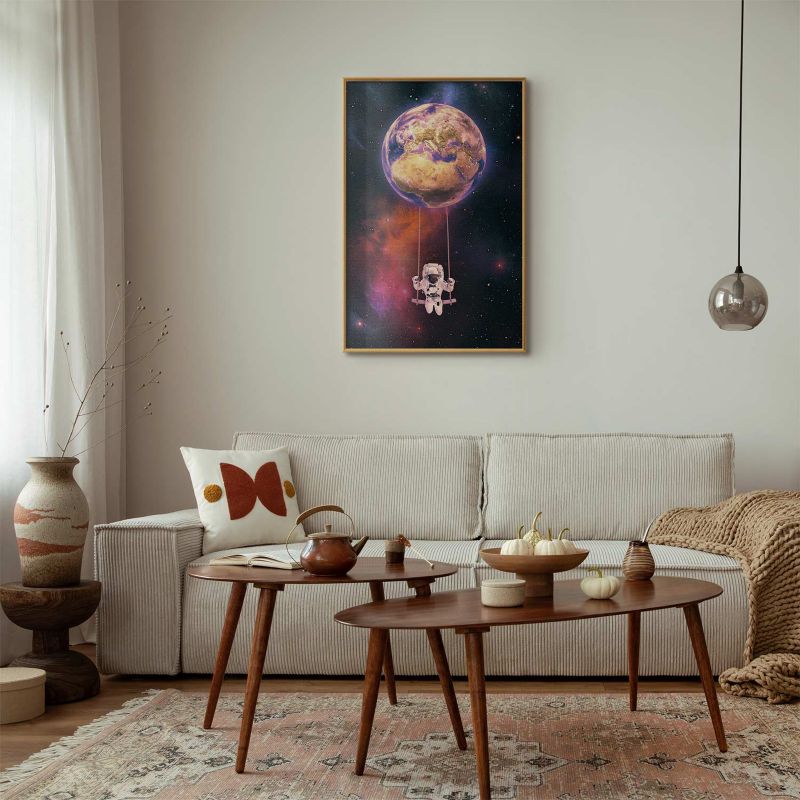 Plakat Artgeist Kosmiczna huśtawka 21x30 cm z ramą złotą 1 szt
