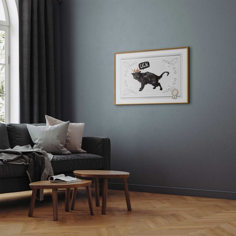 Plakat Artgeist Kot w koronie 42x29,7 cm z ramą złotą 1 szt