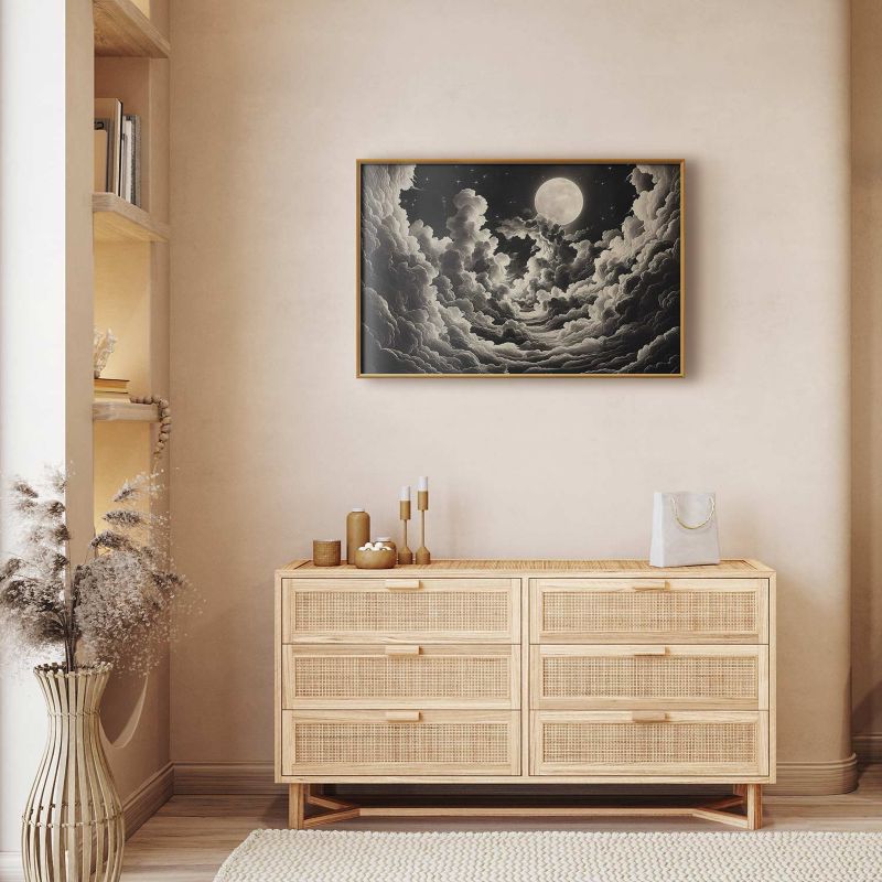 Plakat Artgeist Księżyc wśród chmur 30x21 cm z ramą złotą 1 szt