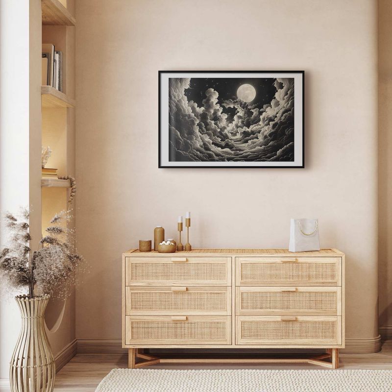 Plakat Artgeist Księżyc wśród chmur 60x40 cm z ramą czarną 1 szt