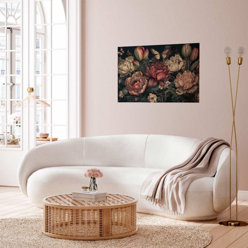 Plakat Artgeist Kwiaty na turkusowym tle 30x21 cm bez ramy 1 szt