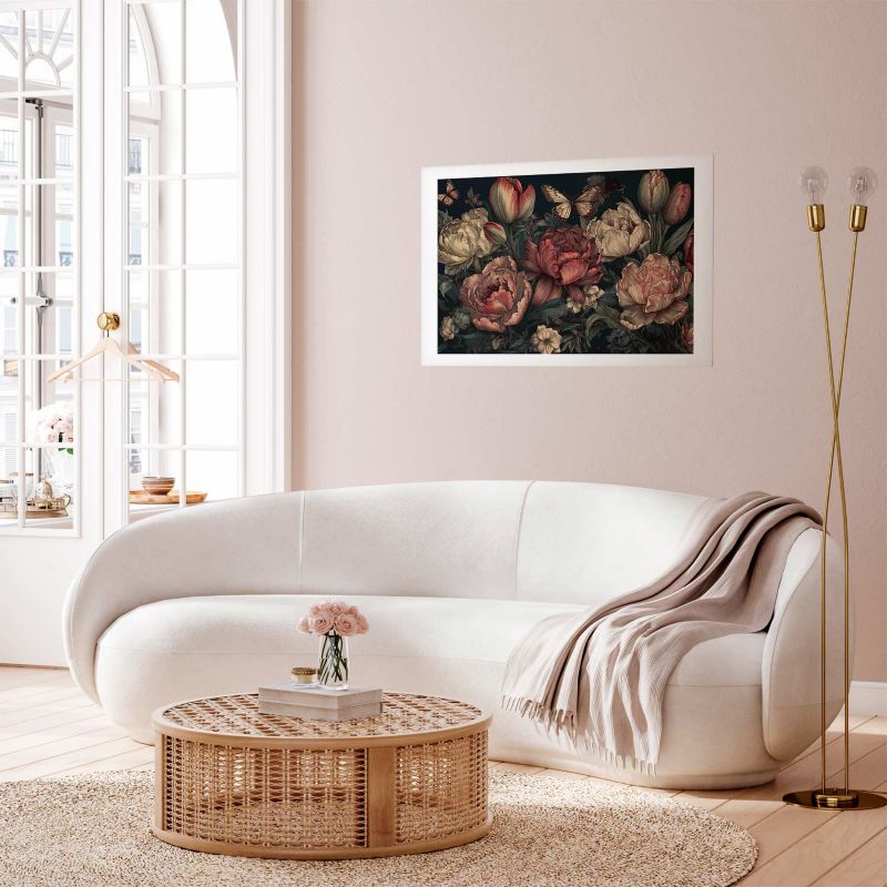 Plakat Artgeist Kwiaty na turkusowym tle 30x21 cm bez ramy 1 szt