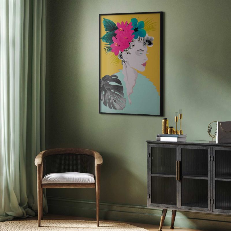 Plakat Artgeist Kwiaty we włosach 29,7x42 cm z ramą czarną 1 szt