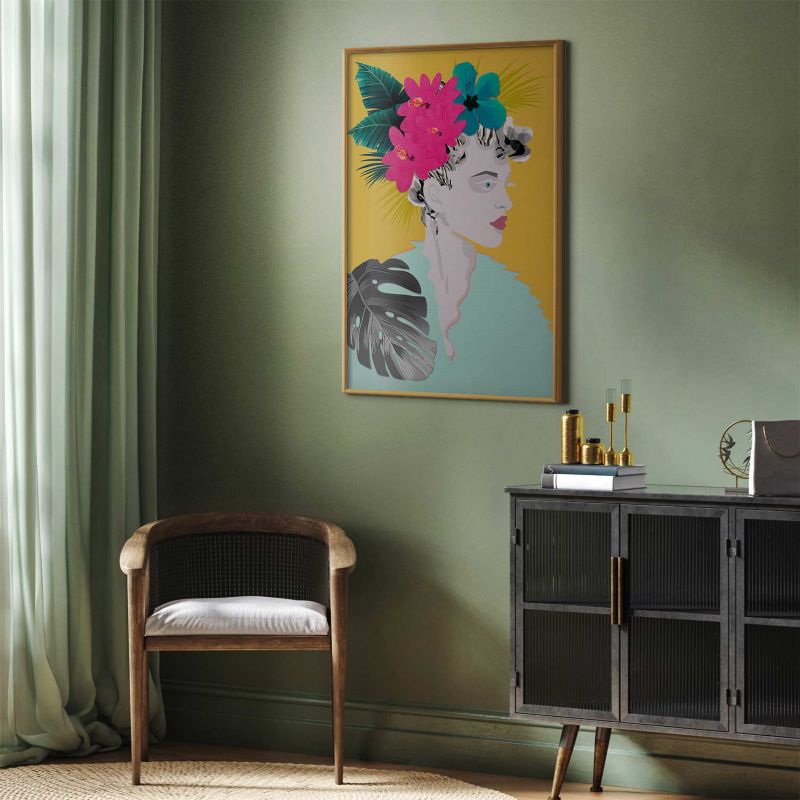 Plakat Artgeist Kwiaty we włosach 29,7x42 cm z ramą złotą 1 szt