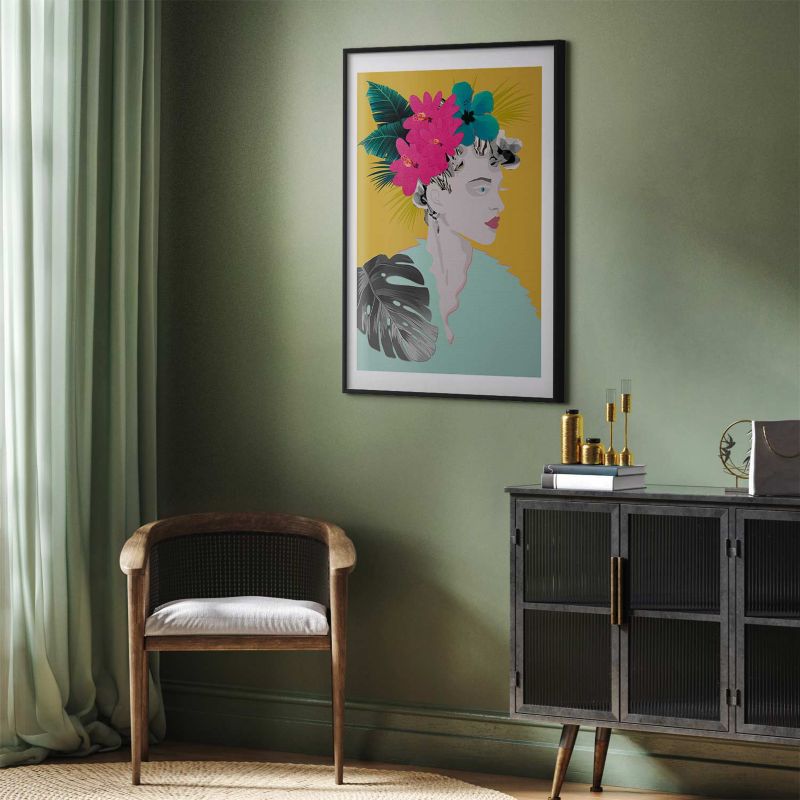 Plakat Artgeist Kwiaty we włosach 60x90 cm z ramą czarną 1 szt