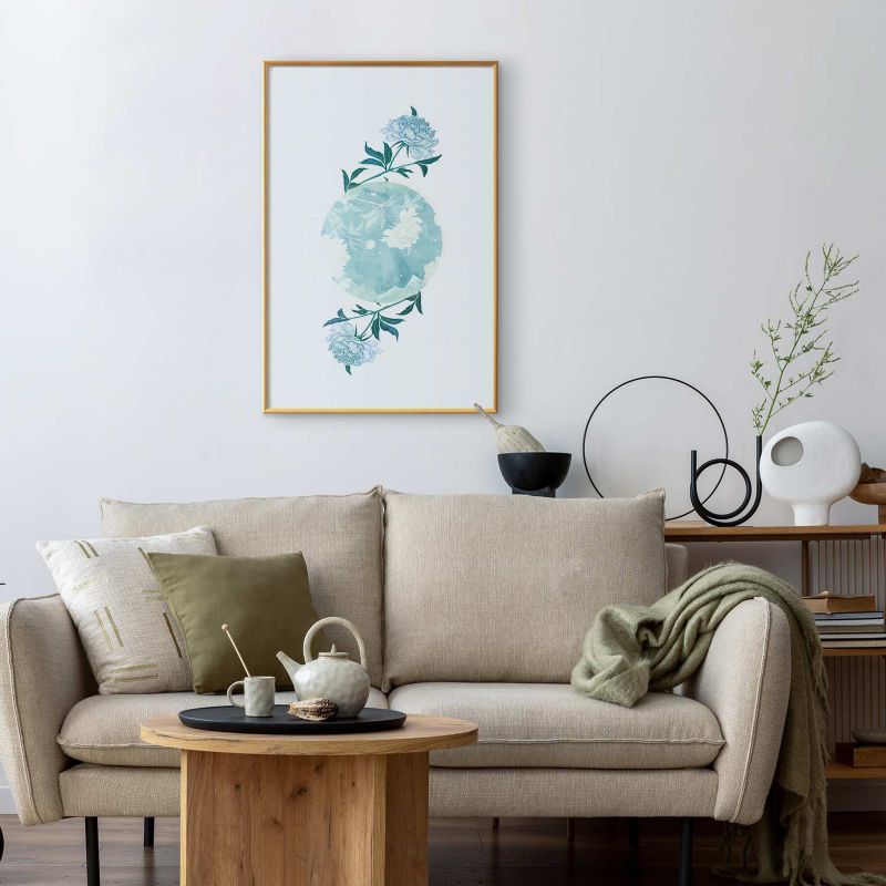 Plakat Artgeist Kwiecista planeta 21x30 cm z ramą złotą 1 szt