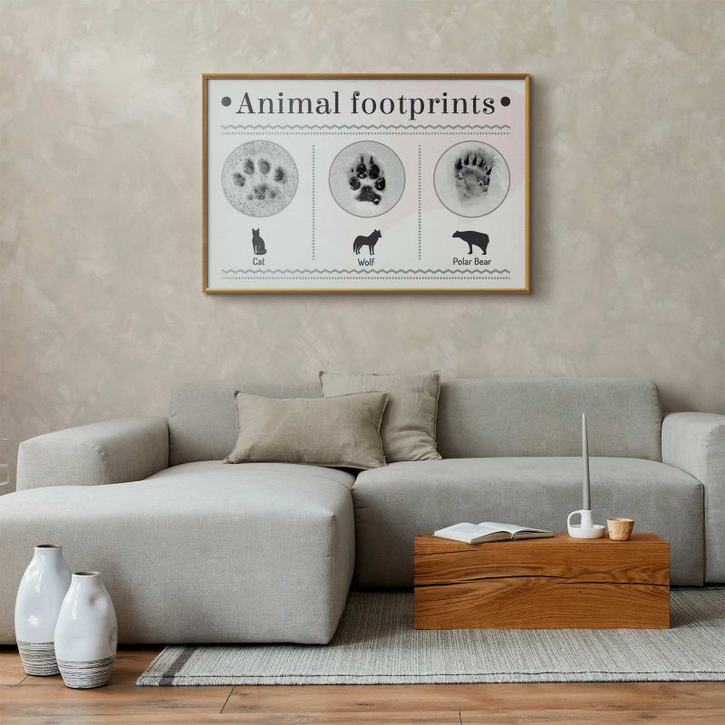 Plakat Artgeist Ślady łapek 90x60 cm z ramą złotą 1 szt