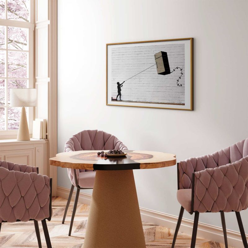 Plakat Artgeist Latająca lodówka 90x60 cm z ramą złotą 1 szt