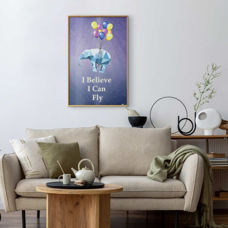 Plakat Artgeist Latający słoń 60x90 cm z ramą złotą 1 szt