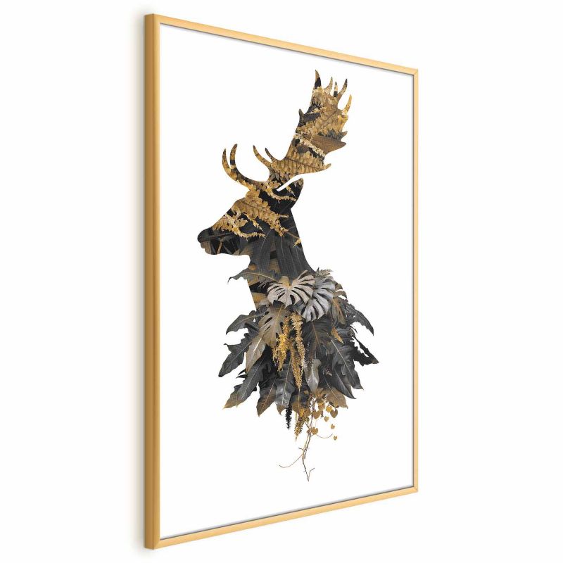 Plakat Artgeist Leśny jeleń 29,7x42 cm z ramą złotą 1 szt