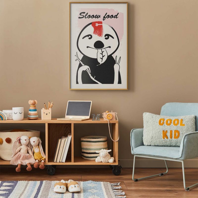 Plakat Artgeist Leniwiec trendsetter 21x30 cm z ramą złotą 1 szt