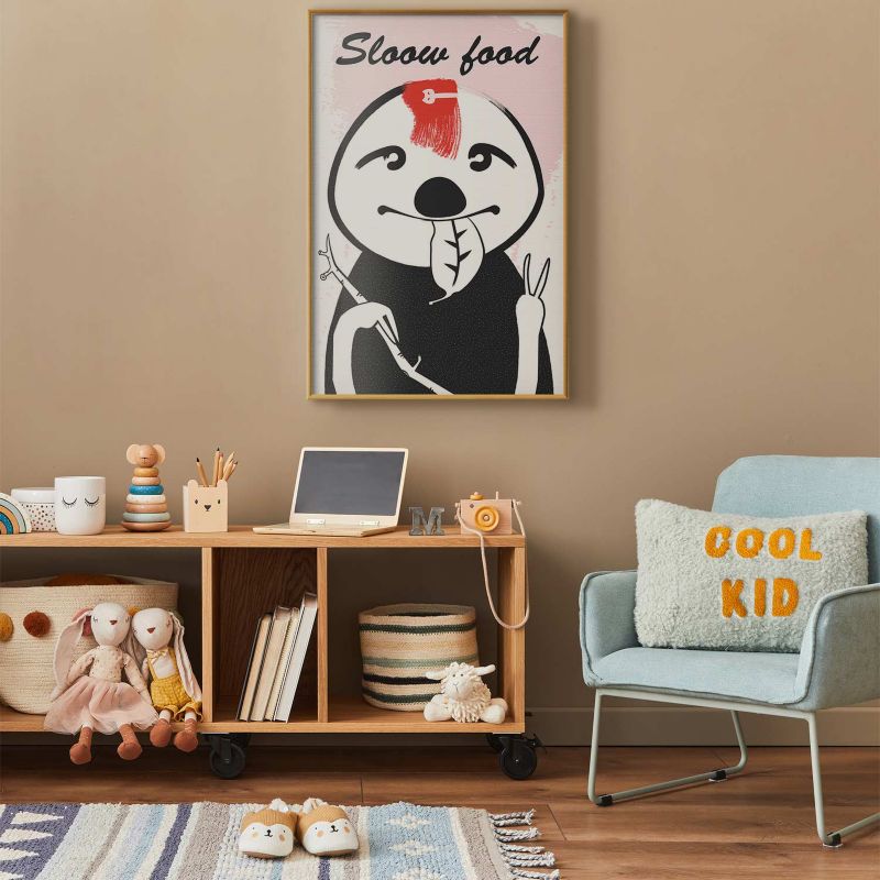 Plakat Artgeist Leniwiec trendsetter 40x60 cm z ramą złotą 1 szt