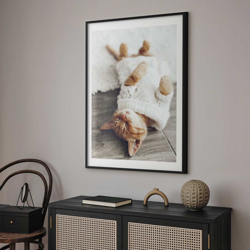 Plakat Artgeist Leniwy kot 21x30 cm z ramą czarną 1 szt