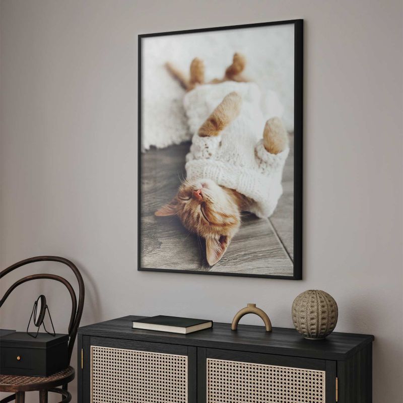 Plakat Artgeist Leniwy kot 40x60 cm z ramą czarną 1 szt