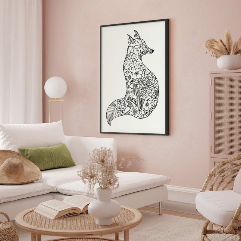 Plakat Artgeist Lis w kwiaty 40x60 cm z ramą czarną 1 szt