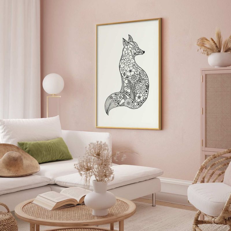 Plakat Artgeist Lis w kwiaty 40x60 cm z ramą złotą 1 szt