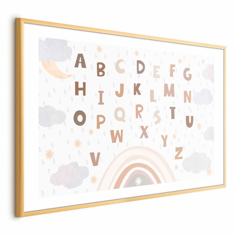 Plakat Artgeist Literki 42x29,7 cm z ramą złotą 1 szt