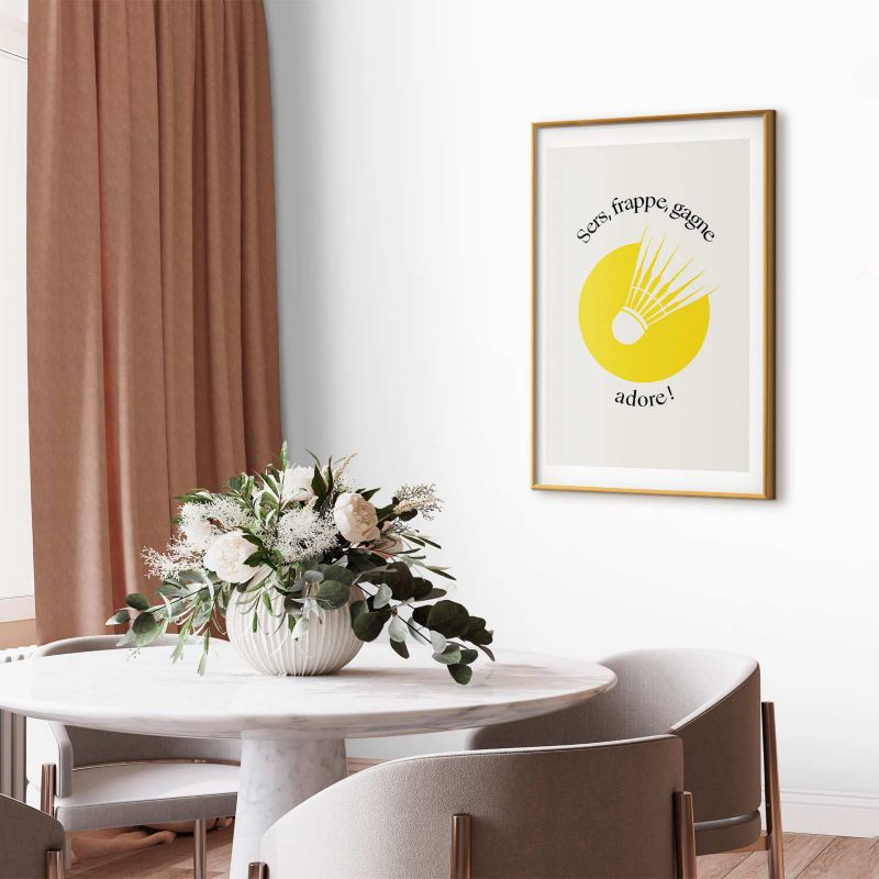 Plakat Artgeist Lotka do badmintona 60x90 cm z ramą złotą 1 szt