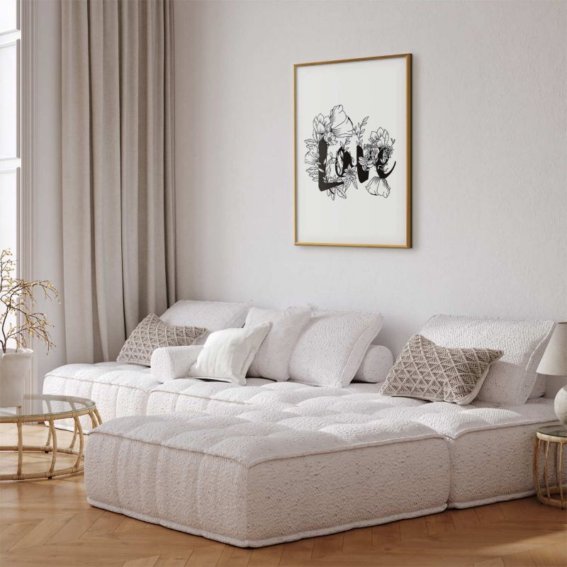 Plakat Artgeist Love w kwiatach 40x60 cm z ramą złotą 1 szt