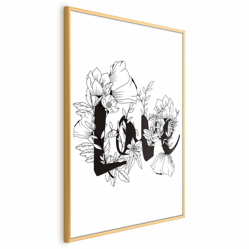 Plakat Artgeist Love w kwiatach 60x90 cm z ramą złotą 1 szt