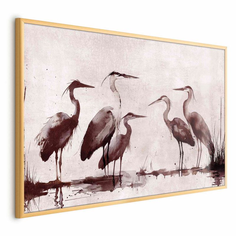 Plakat Artgeist Malowane czaple 90x60 cm z ramą złotą 1 szt
