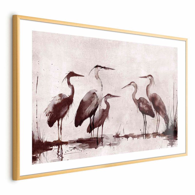 Plakat Artgeist Malowane czaple 90x60 cm z ramą złotą 1 szt