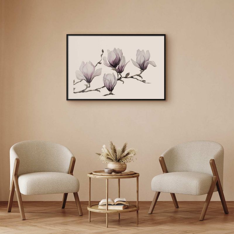 Plakat Artgeist Malowane magnolie 30x21 cm z ramą czarną 1 szt