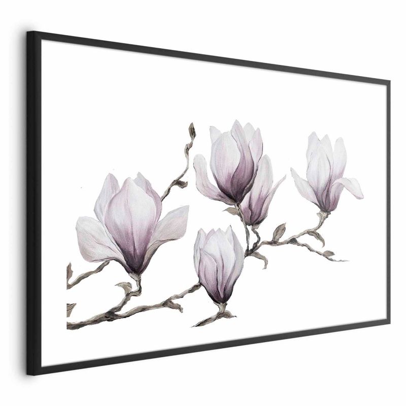 Plakat Artgeist Malowane magnolie 42x29,7 cm z ramą czarną 1 szt