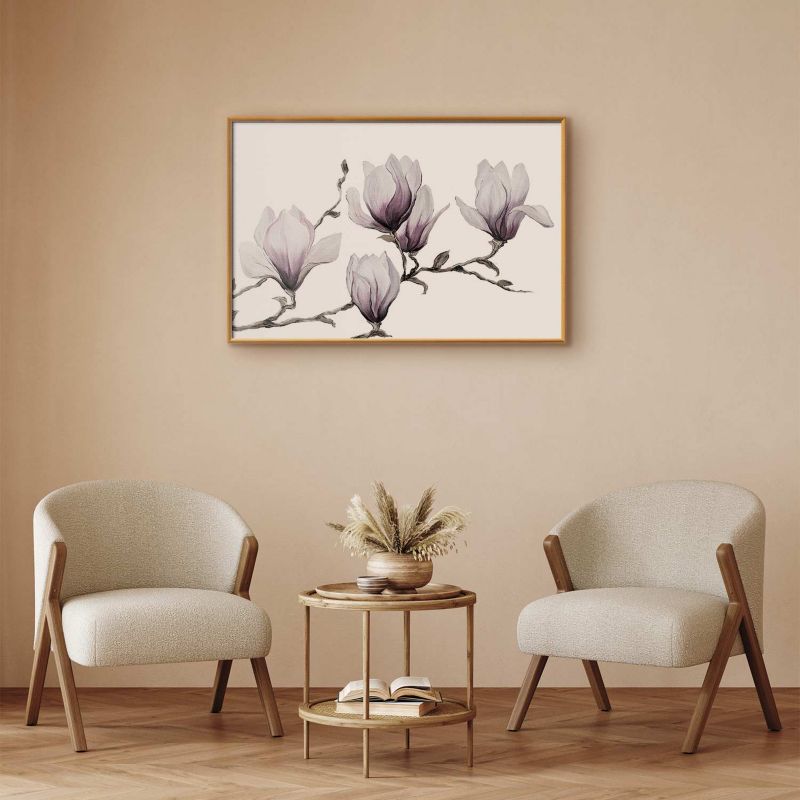 Plakat Artgeist Malowane magnolie 42x29,7 cm z ramą złotą 1 szt
