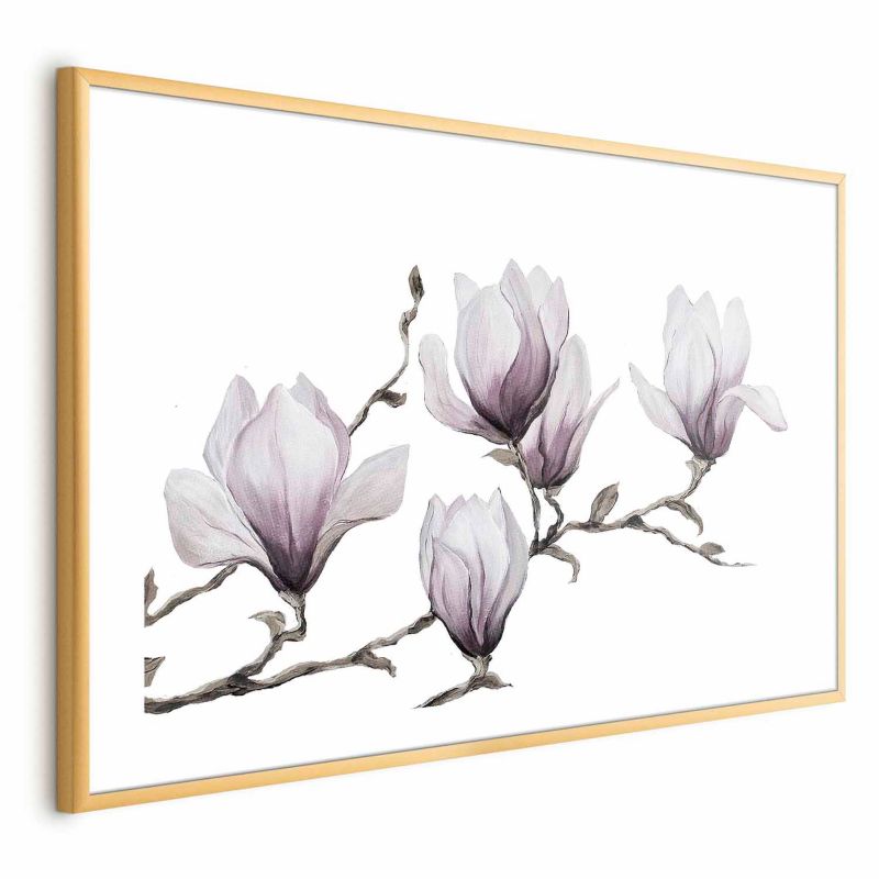 Plakat Artgeist Malowane magnolie 90x60 cm z ramą złotą 1 szt