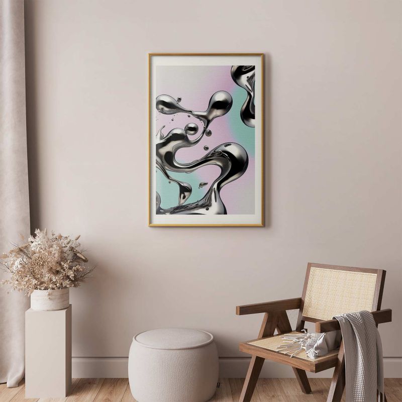 Plakat Artgeist Metaliczne Płynności 60x90 cm z ramą złotą 1 szt